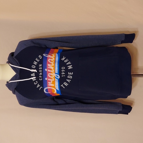 ‼️3 for $20‼️  Jack & Jones Blue and Gray Graphic Hoodie - Picture 3 of 8
